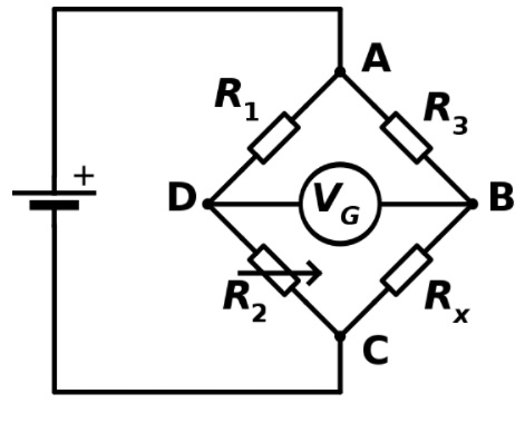 A Wheatstone bridge circuit