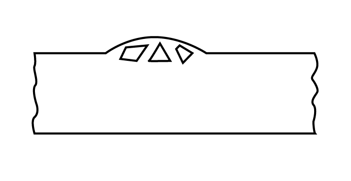 The diagram shows a protruding surface over the sample.