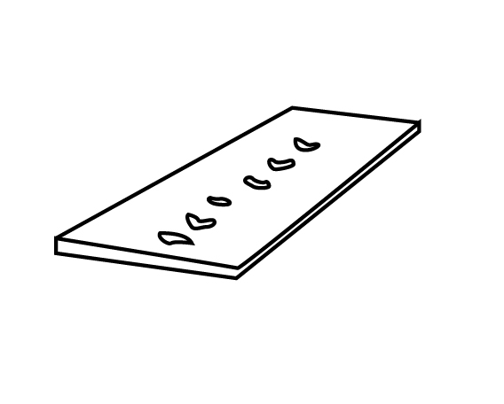 The diagram shows holes at the center of the metal sheet.