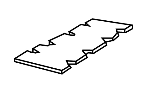 The diagram shows irregularities at the edges of the metal sheet.