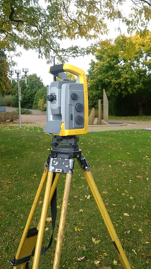 Robotic Total Station on tripod.