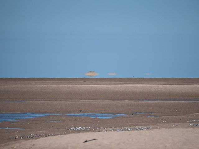 Fata Morgana mirage at Budle Bay, Northumberland, England
